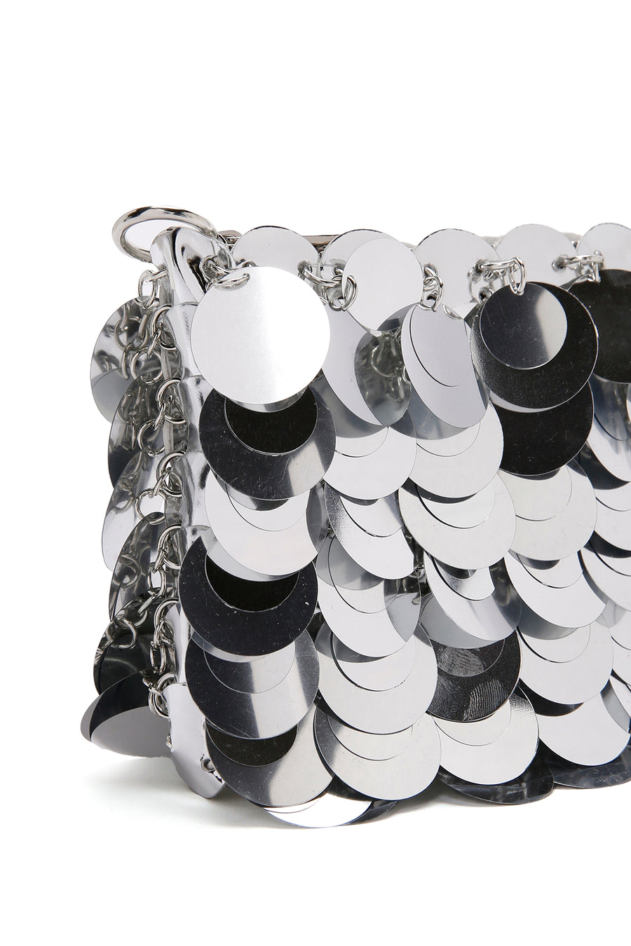 Women's Silver Long Chain Strap Sequin Cross Bag