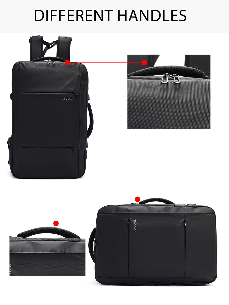 D-Pack Unisex Black Technological Fabric Backpack