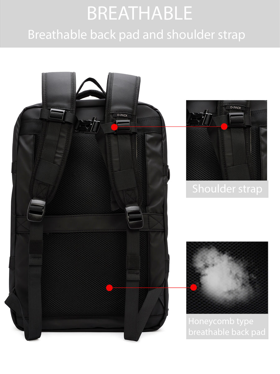 D-Pack Unisex Black Technological Fabric Backpack