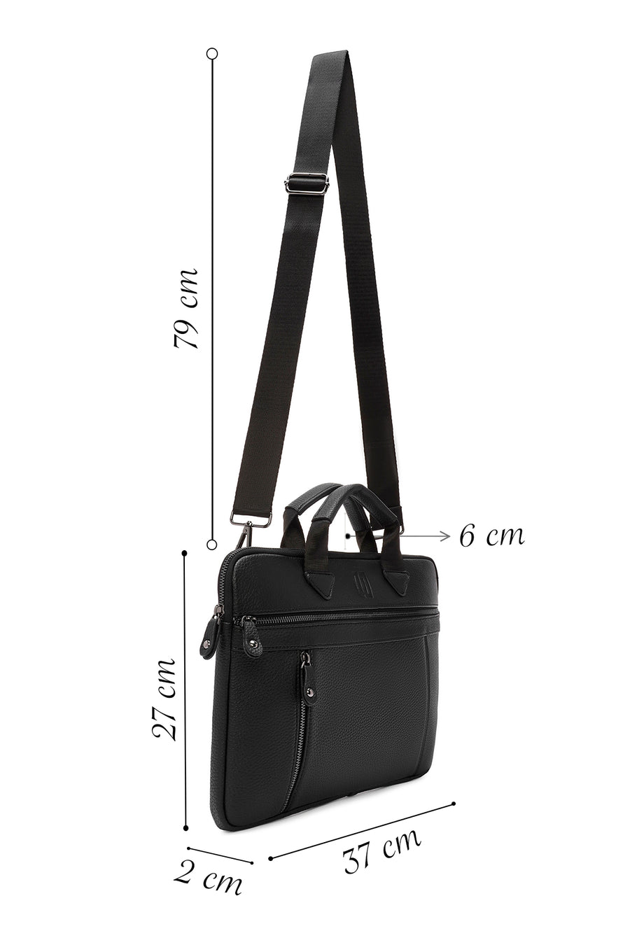 Men's Black Long Strap Briefcase