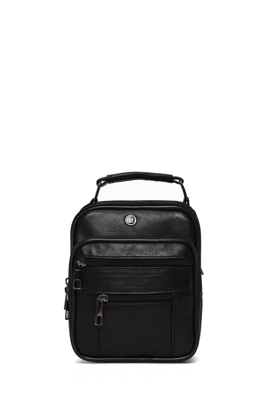 Men's Black Long Strap Leather Handbag