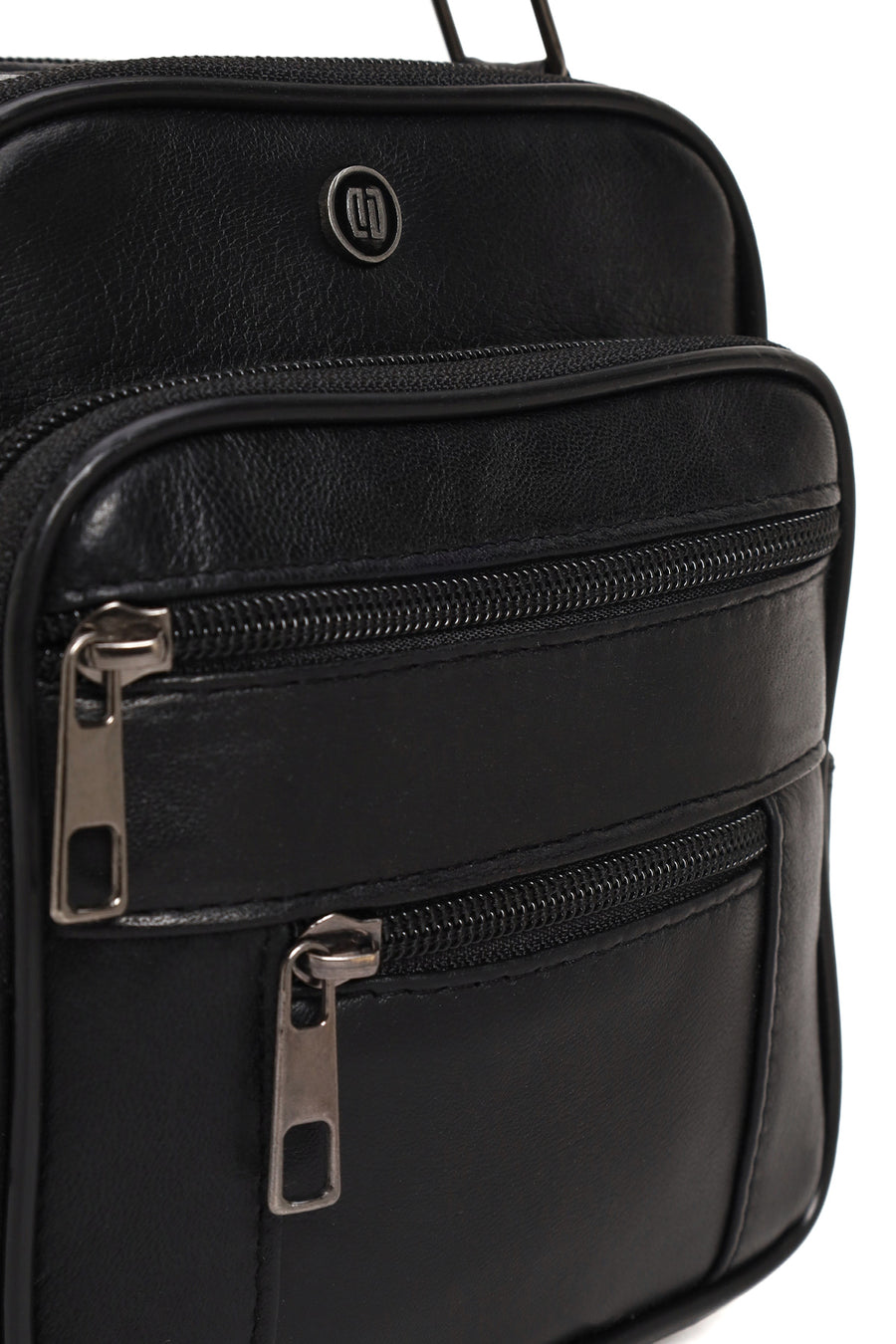 Men's Black Long Strap Leather Handbag