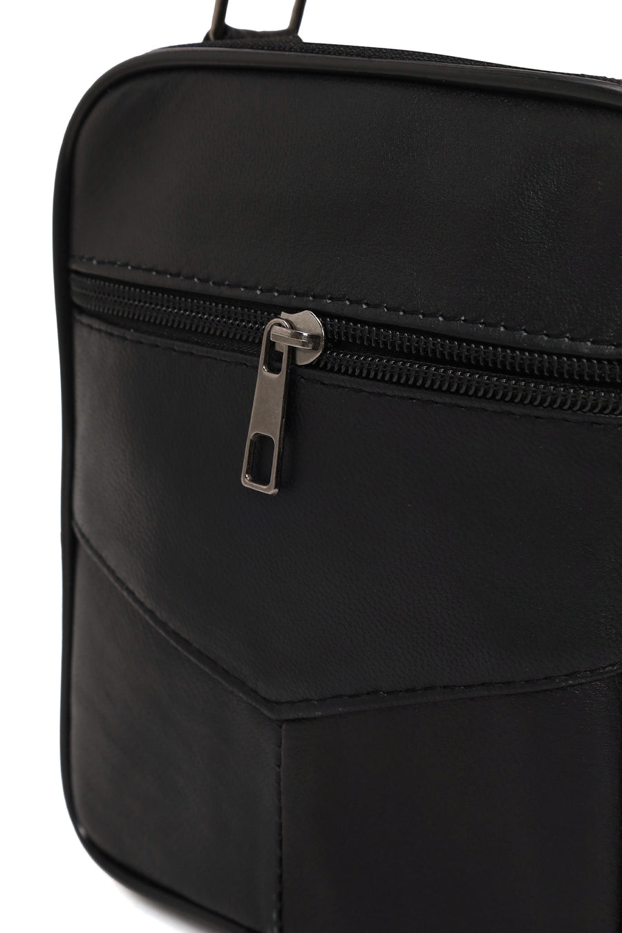Men's Black Long Strap Leather Handbag