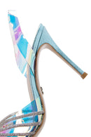 Women's Multicolored Stone Open Back Thin Heeled Leather Shoes | Derimod