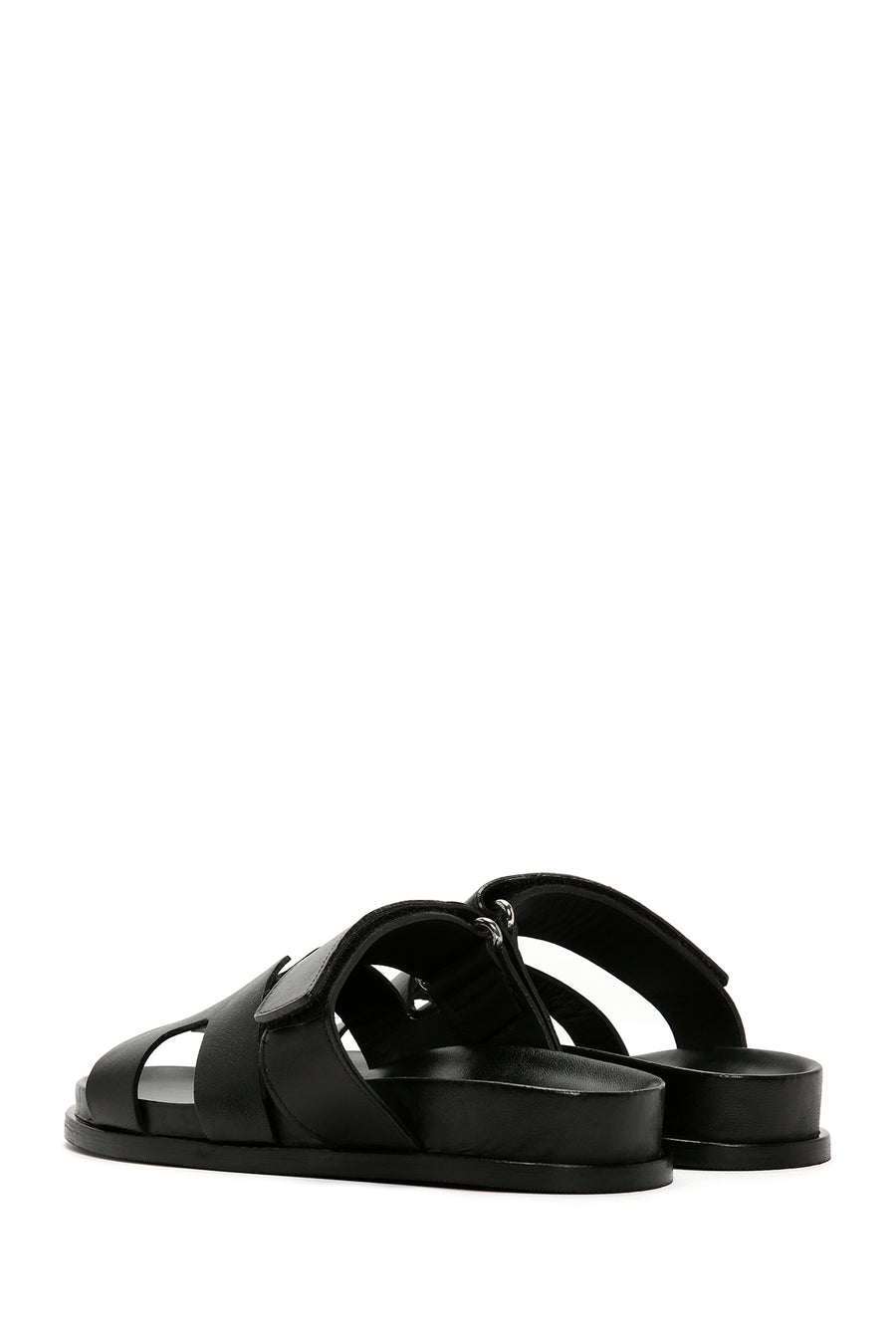 Women's Black Leather Slippers