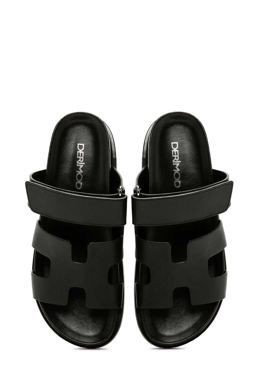Women's Black Leather Slippers