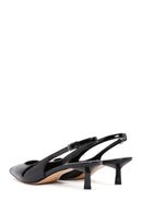 Women's Black Open Back Leather Short Heel Stiletto | Derimod