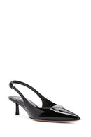 Women's Black Open Back Leather Short Heel Stiletto | Derimod