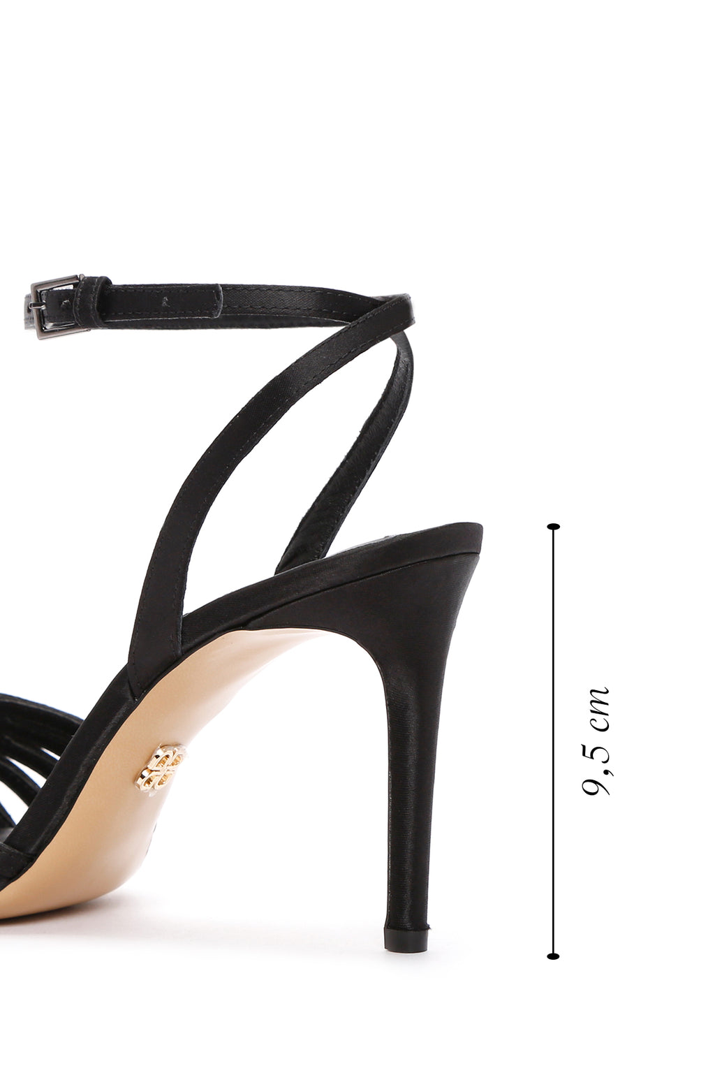 Kadın Siyah Bilekten Bantlı Taşlı İnce Topuklu Deri Stiletto