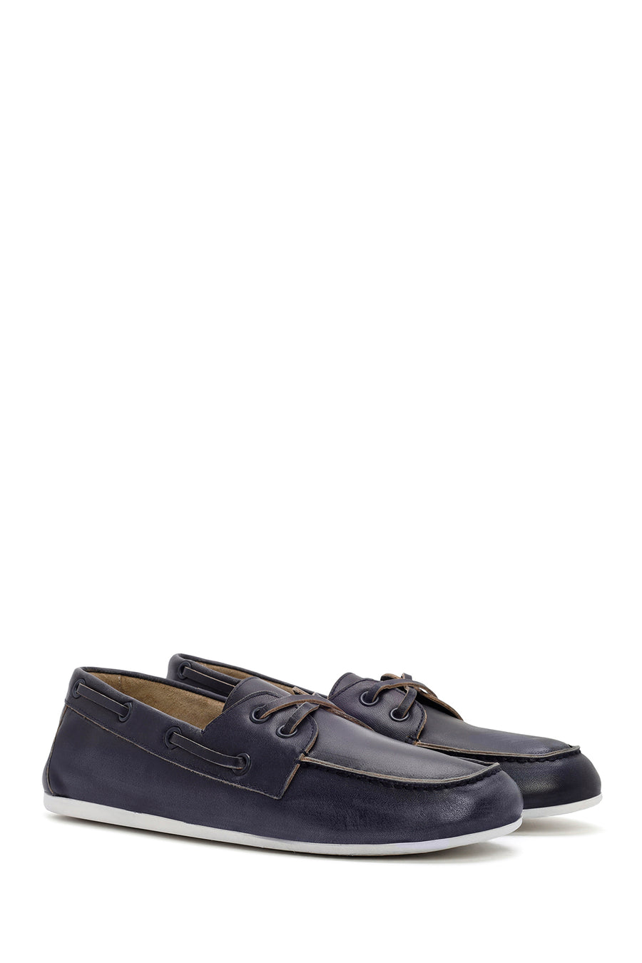 Kadın Lacivert Deri Maskülen Loafer