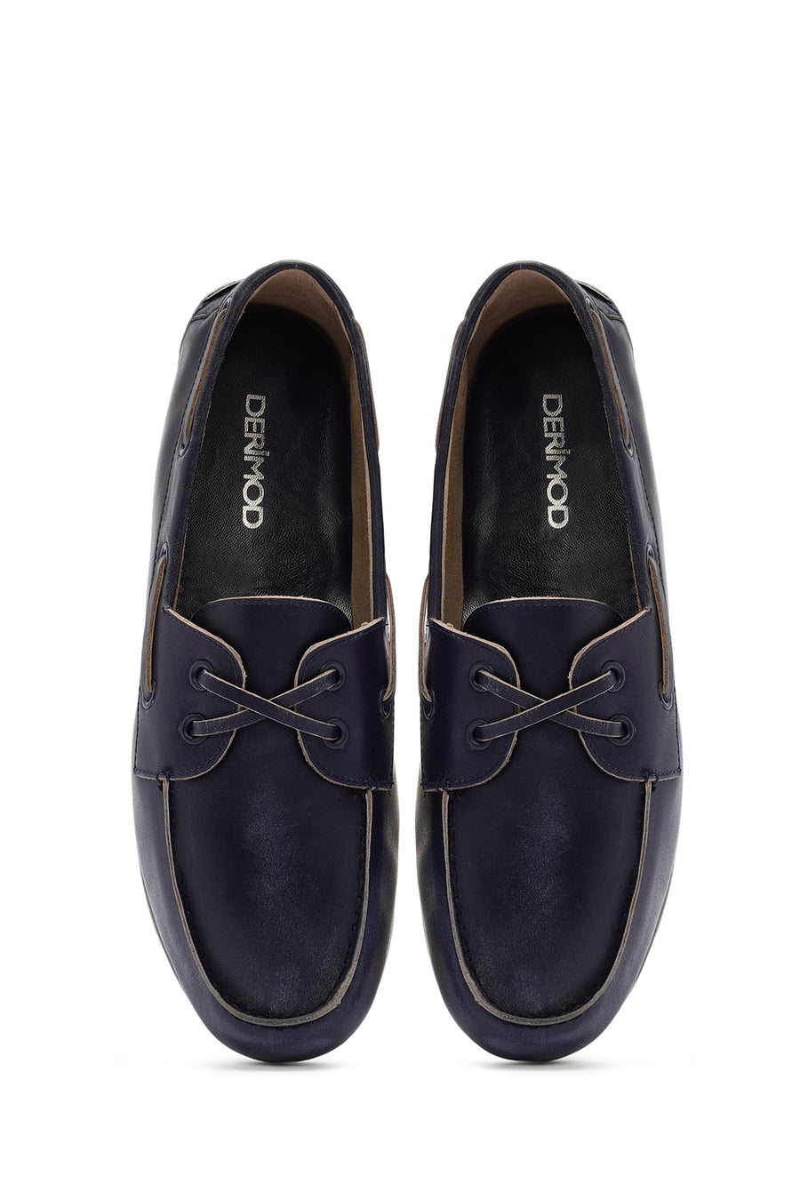 Kadın Lacivert Deri Maskülen Loafer