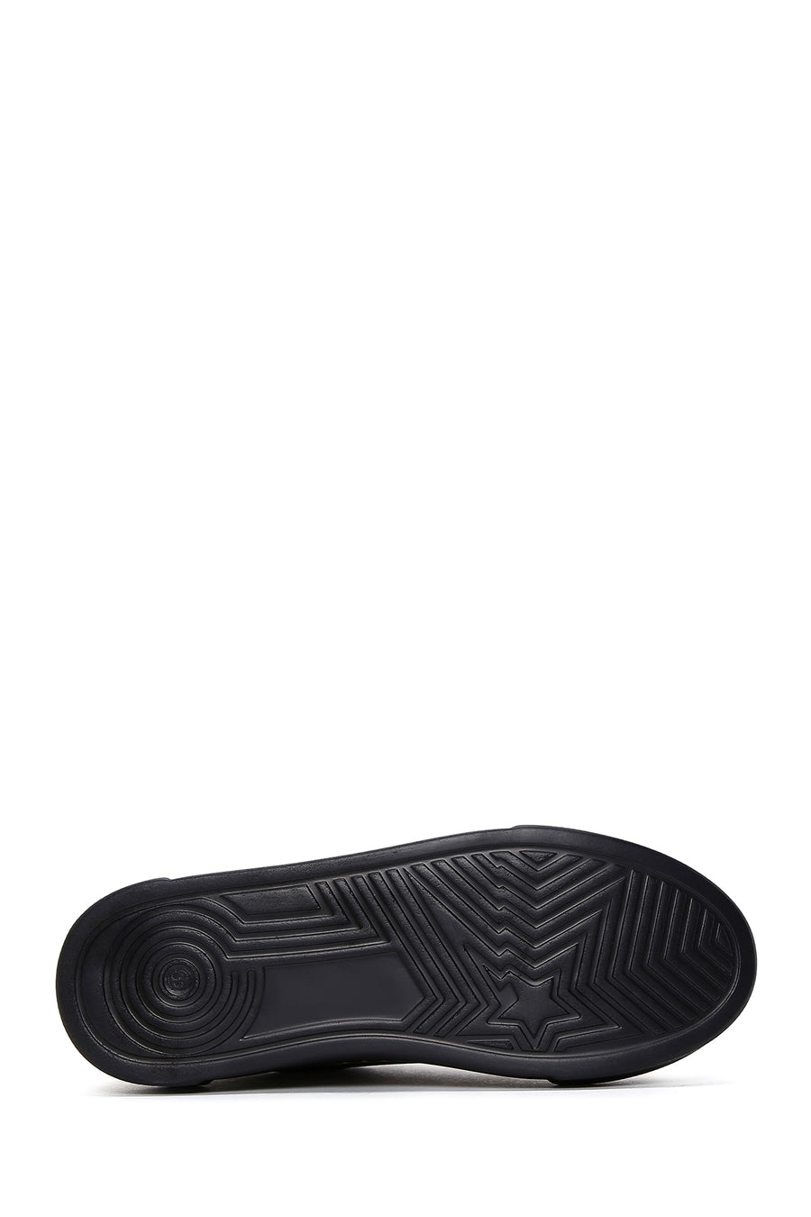 Women's Black Lace-up Thick-Sole Leather Sneaker