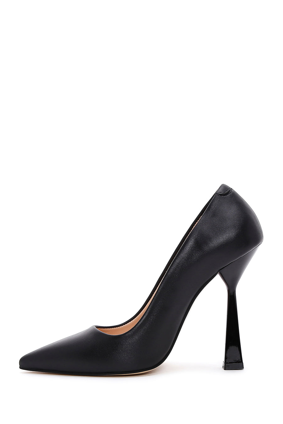 Women's Black Thin Heeled Leather Stiletto