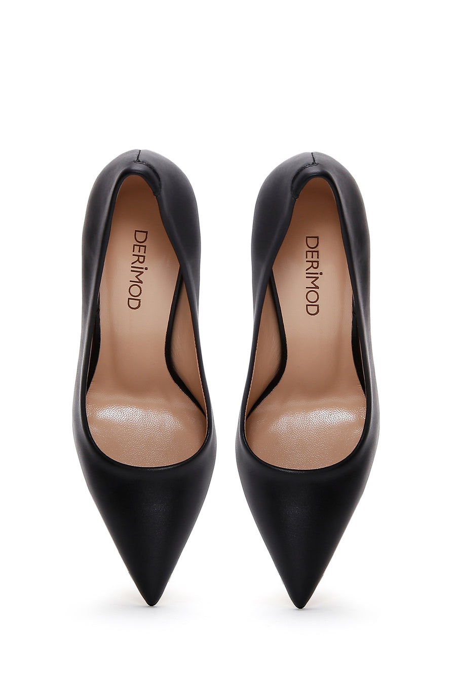 Women's Black Thin Heeled Leather Stiletto