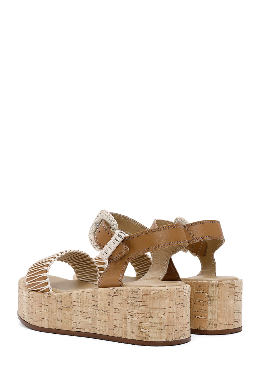 Women's Brown Thick Soled Ankle Strap Leather Sandals