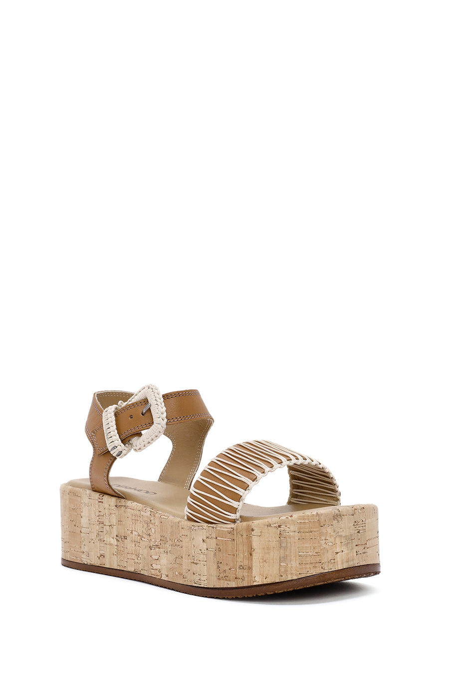 Women's Brown Thick Soled Ankle Strap Leather Sandals