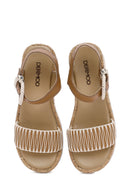 Women's Brown Thick Soled Ankle Strap Leather Sandals | Derimod