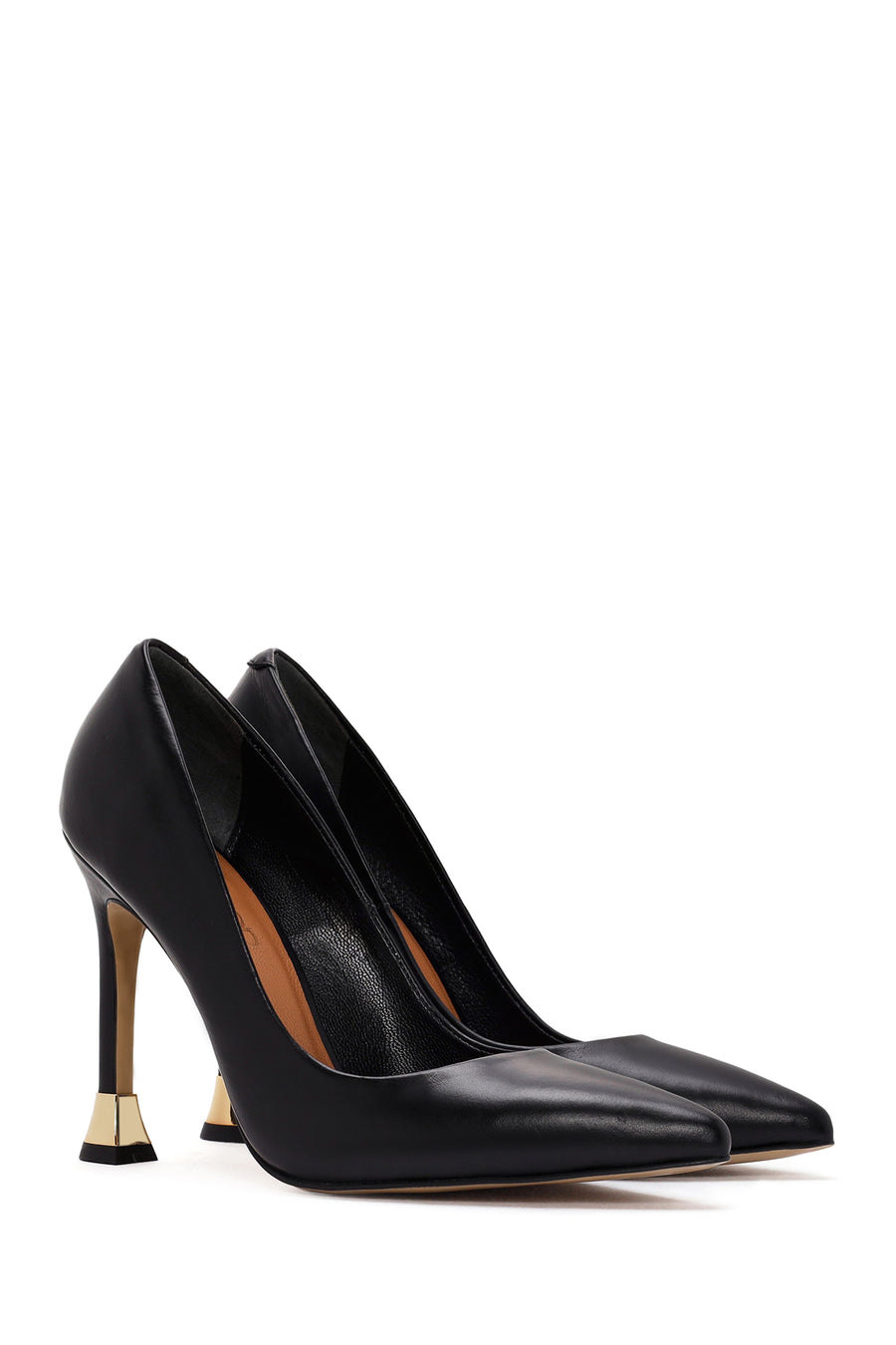Kadın Siyah İnce Yüksek Topuklu Deri Stiletto