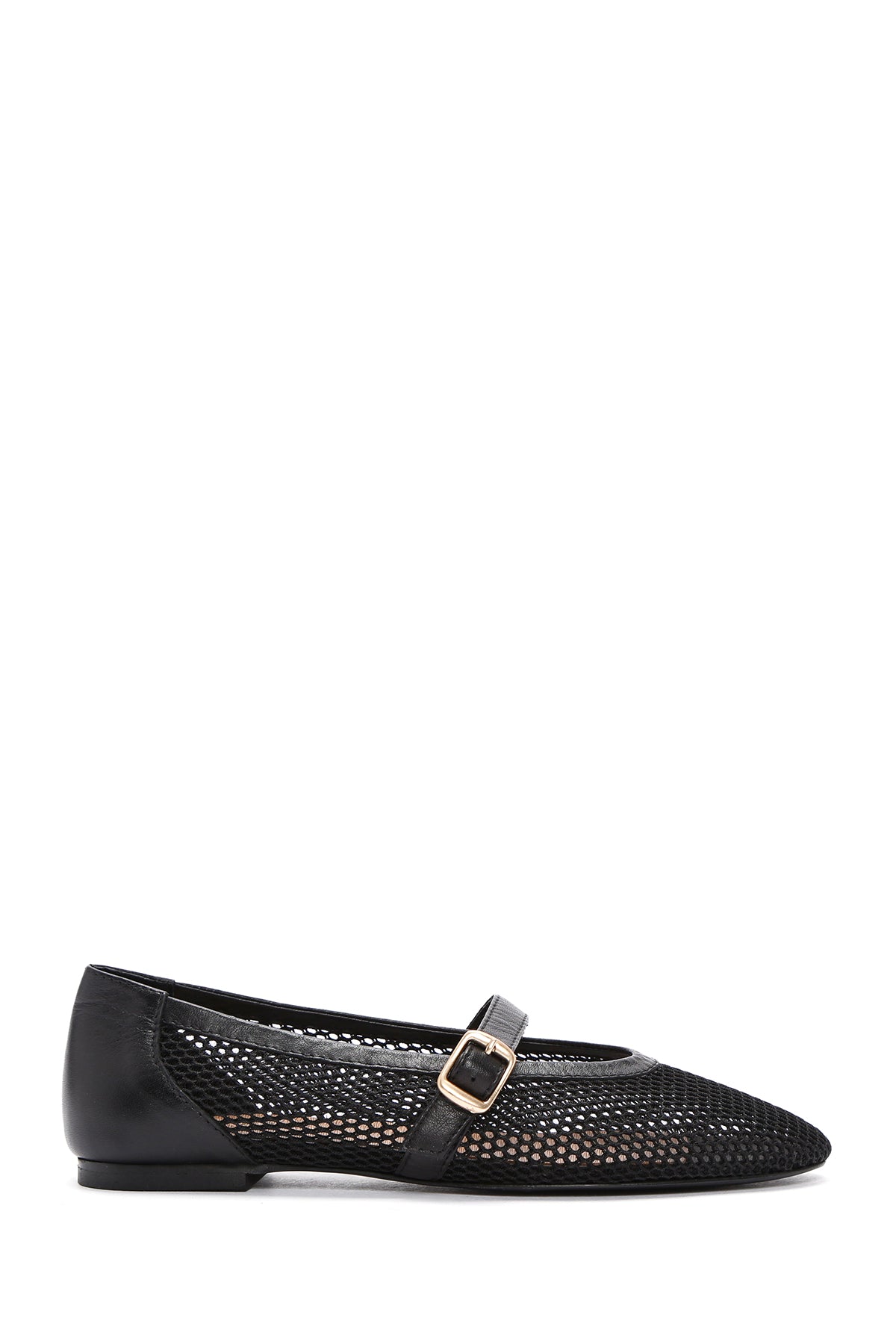 Women's Black Buckle Leather Ballerinas 24SFD14026F | Derimod