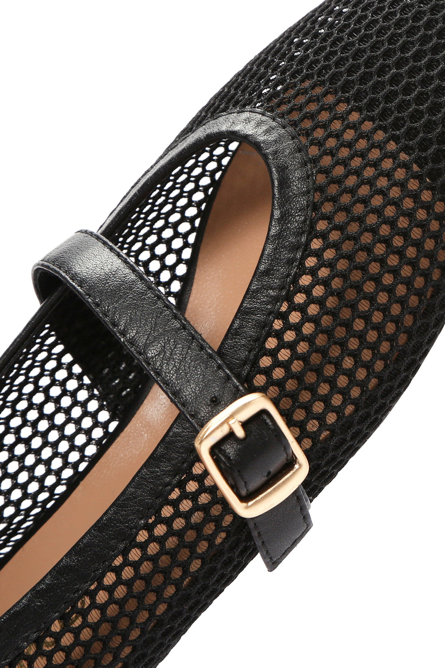 Women's Black Buckle Leather Ballerinas