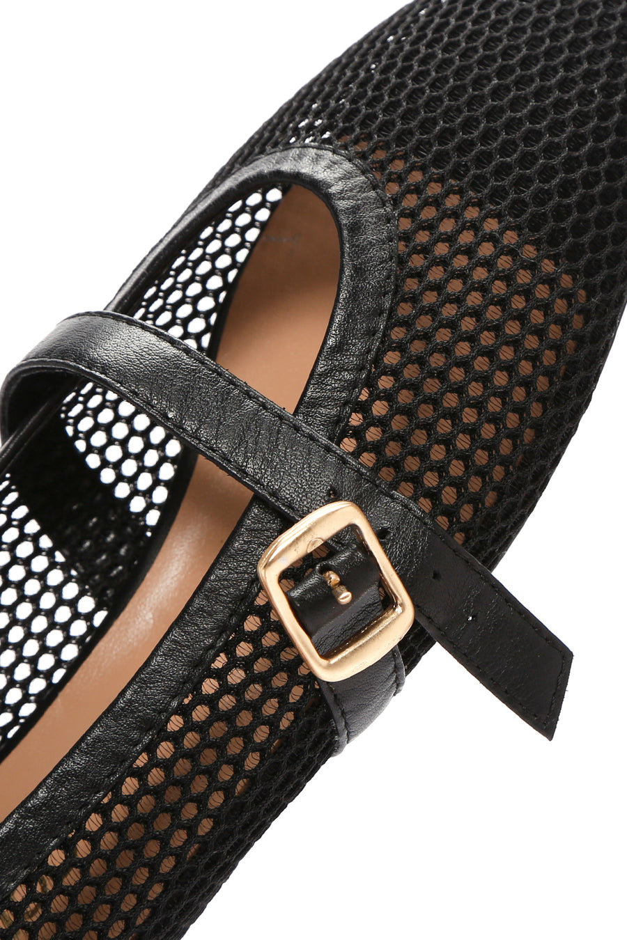Women's Black Buckle Leather Ballerinas