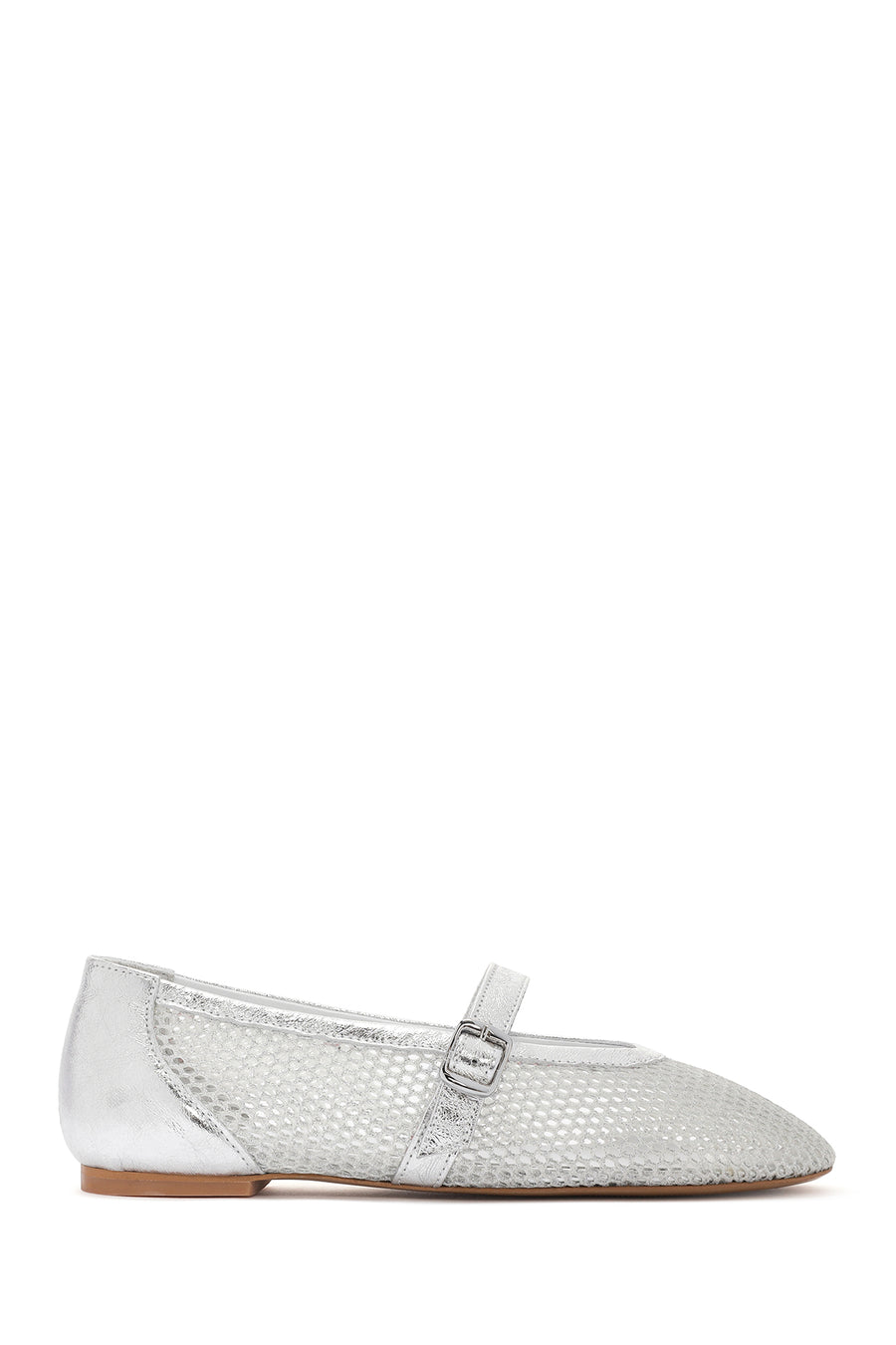 Women's Silver Buckle Leather Ballerinas 24SFD14026F | Derimod