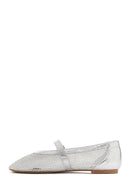 Women's Silver Buckle Leather Ballerinas | Derimod