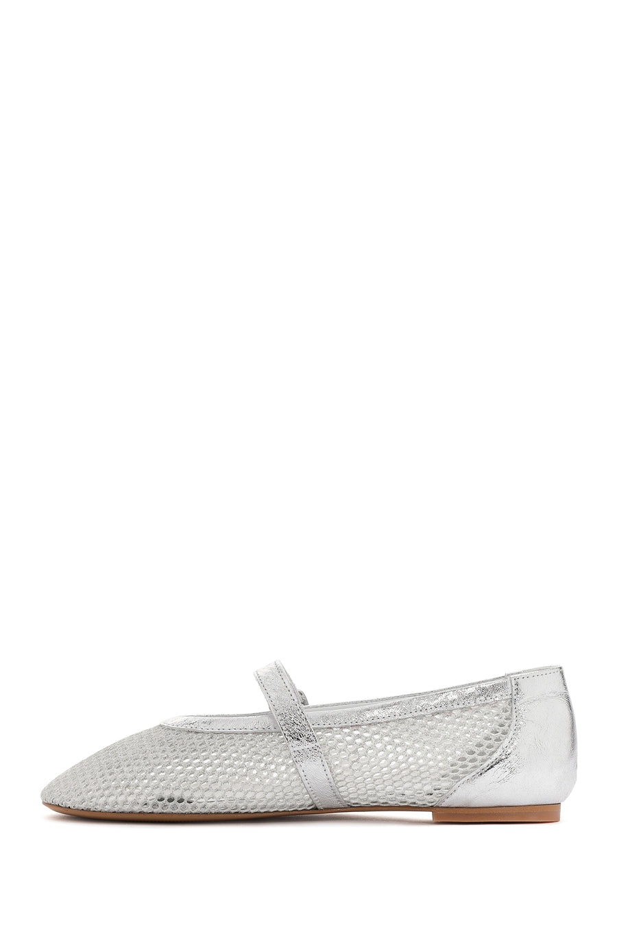 Women's Silver Buckle Leather Ballerinas