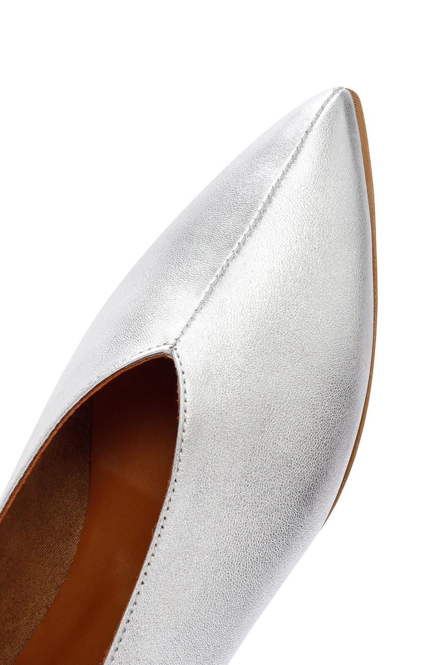 Women's Silver Metallic Leather Ballerinas