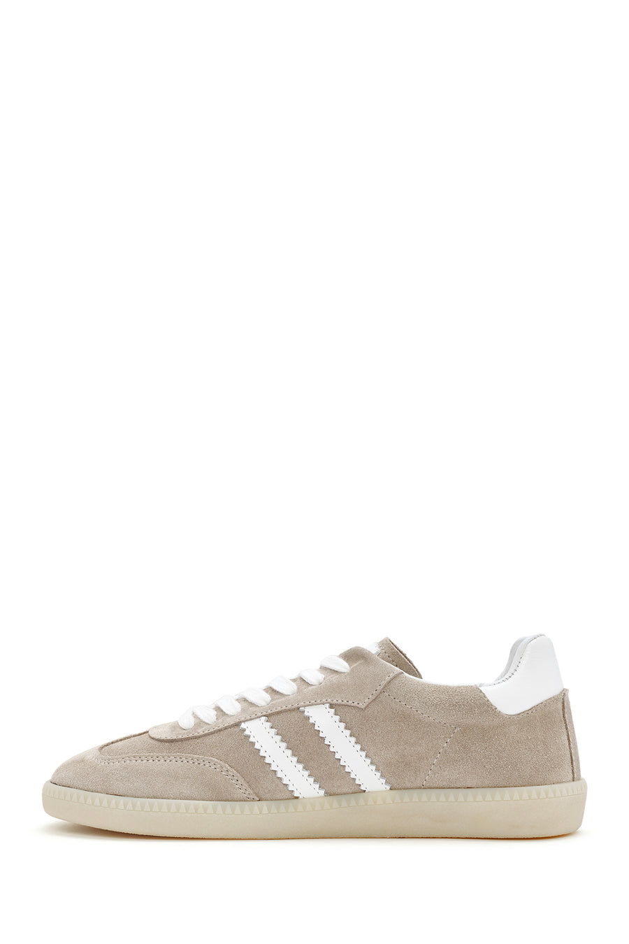 Women's Beige Lace-Up Suede Leather Sneaker