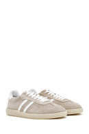 Women's Beige Lace-Up Suede Leather Sneaker | Derimod