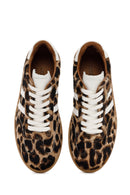 Women's Leopard Lace-Up Leather Sneakers | Derimod
