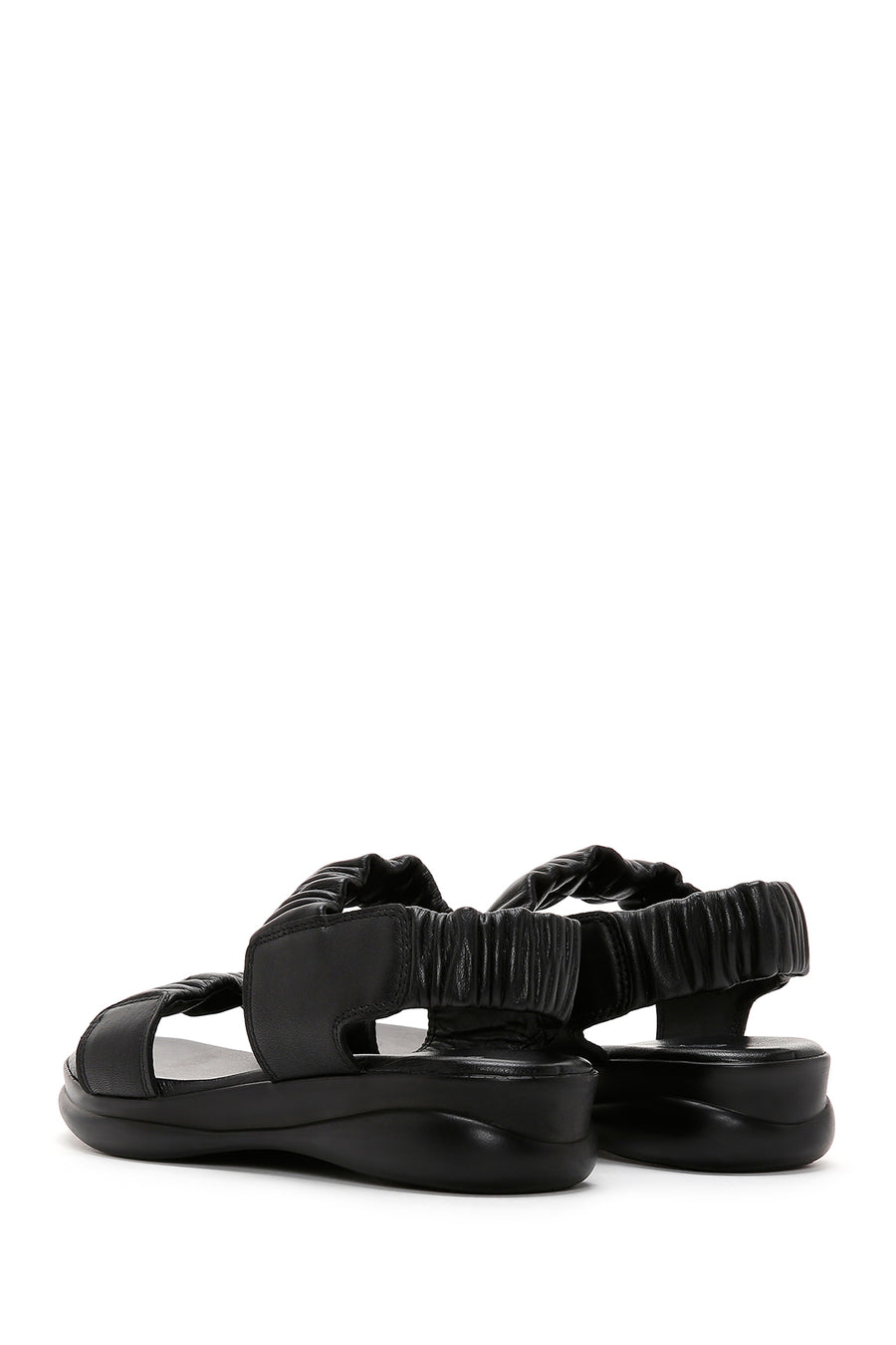 Women's Black Leather Comfort Sandals