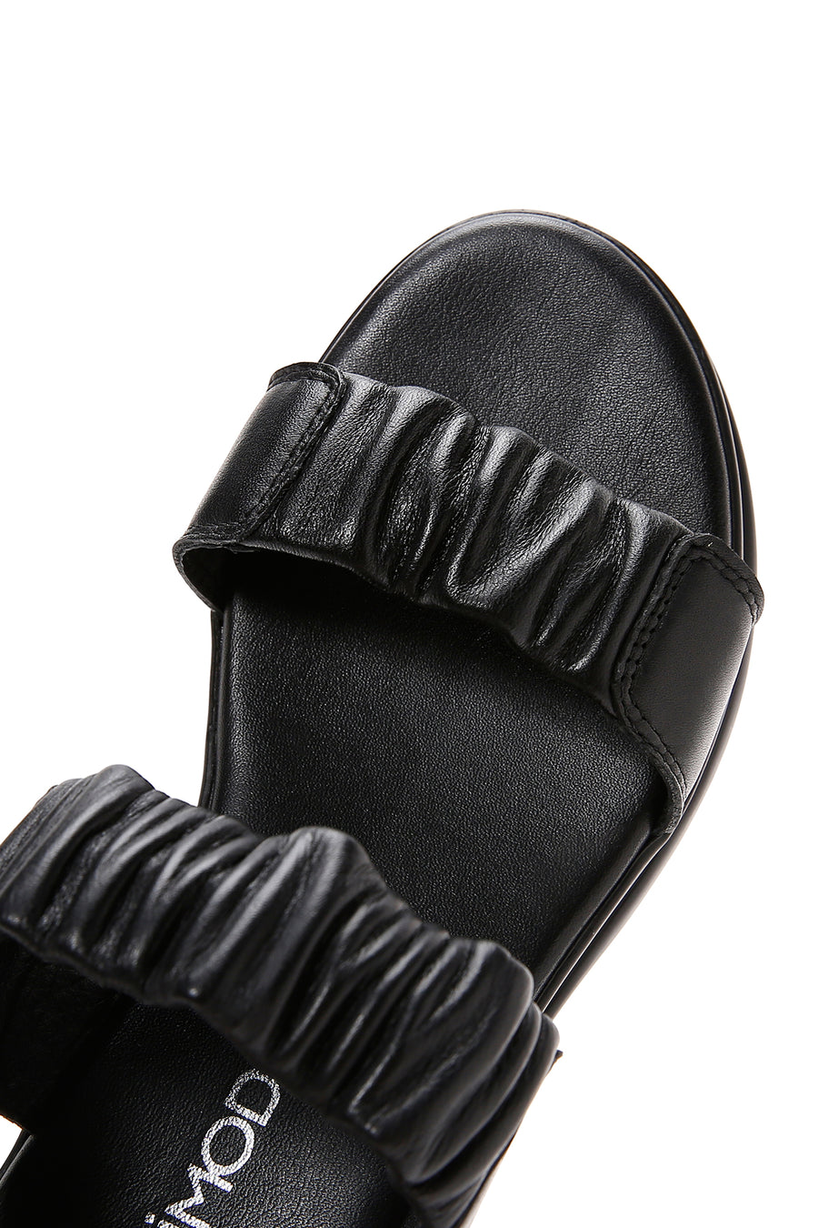 Women's Black Leather Comfort Sandals