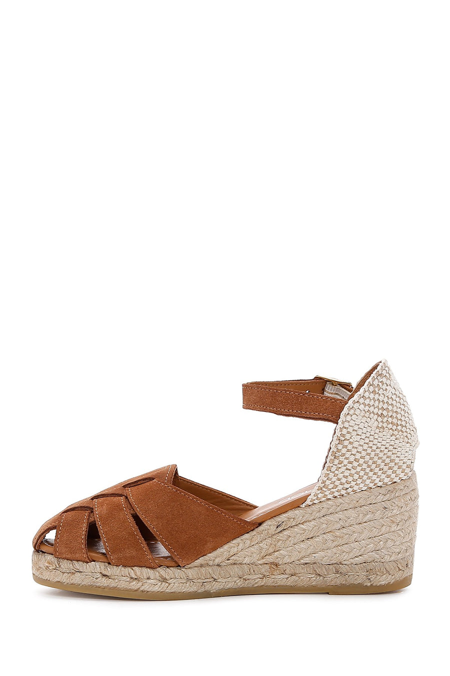 Women's Tan Ankle Strap Wedge Heeled Espadrille