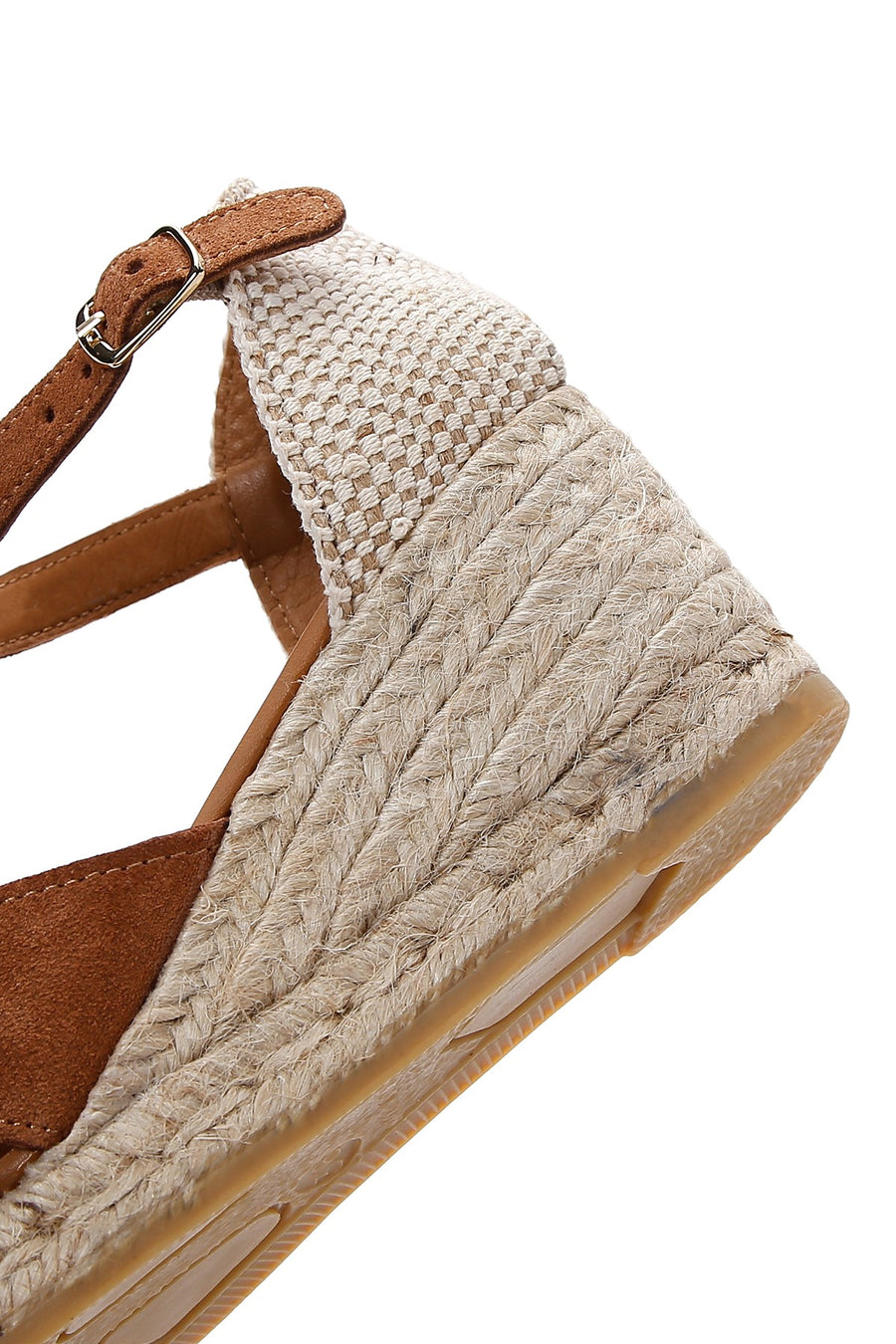 Women's Tan Ankle Strap Wedge Heeled Espadrille