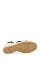 Women's Navy Blue Ankle Strap Wedge Heeled Espadrille | Derimod