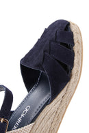 Women's Navy Blue Ankle Strap Wedge Heeled Espadrille | Derimod