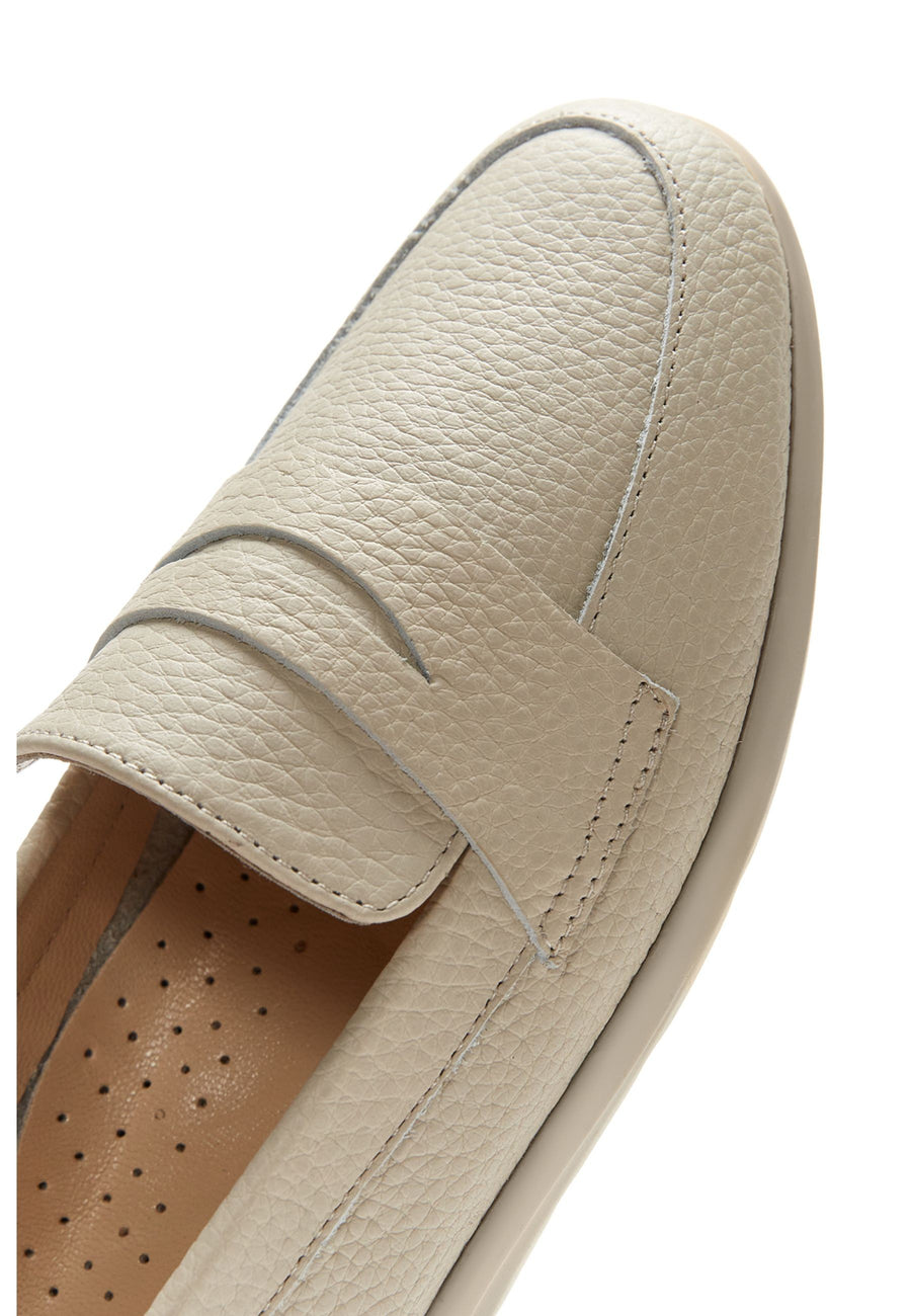 Women's Beige Leather Comfort Loafer
