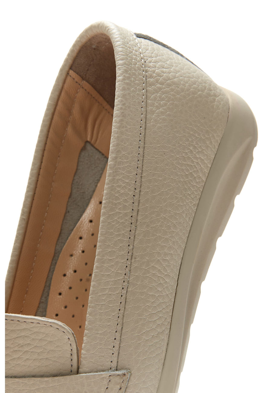Women's Beige Leather Comfort Loafer