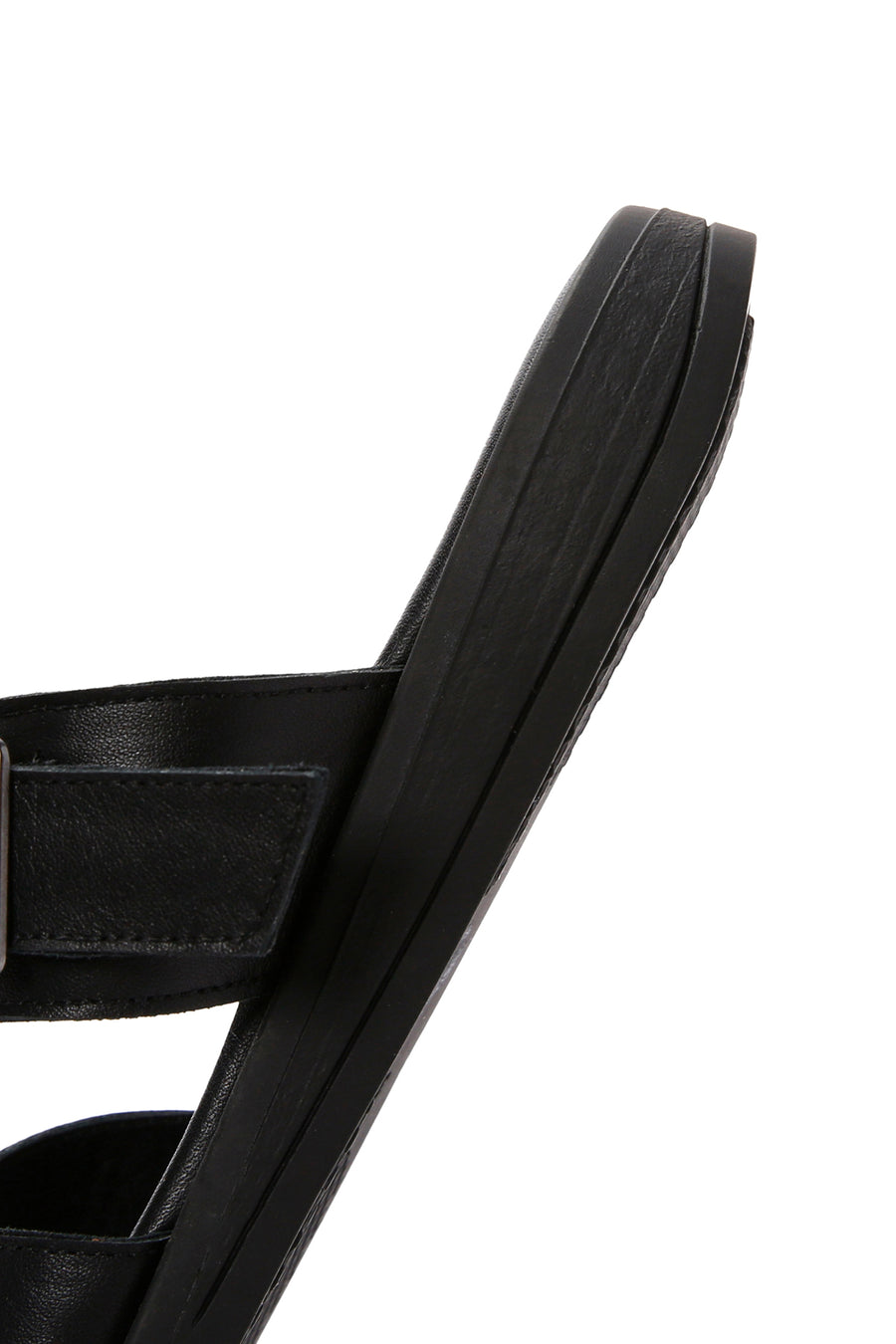 Women's Black Buckle Leather Slippers