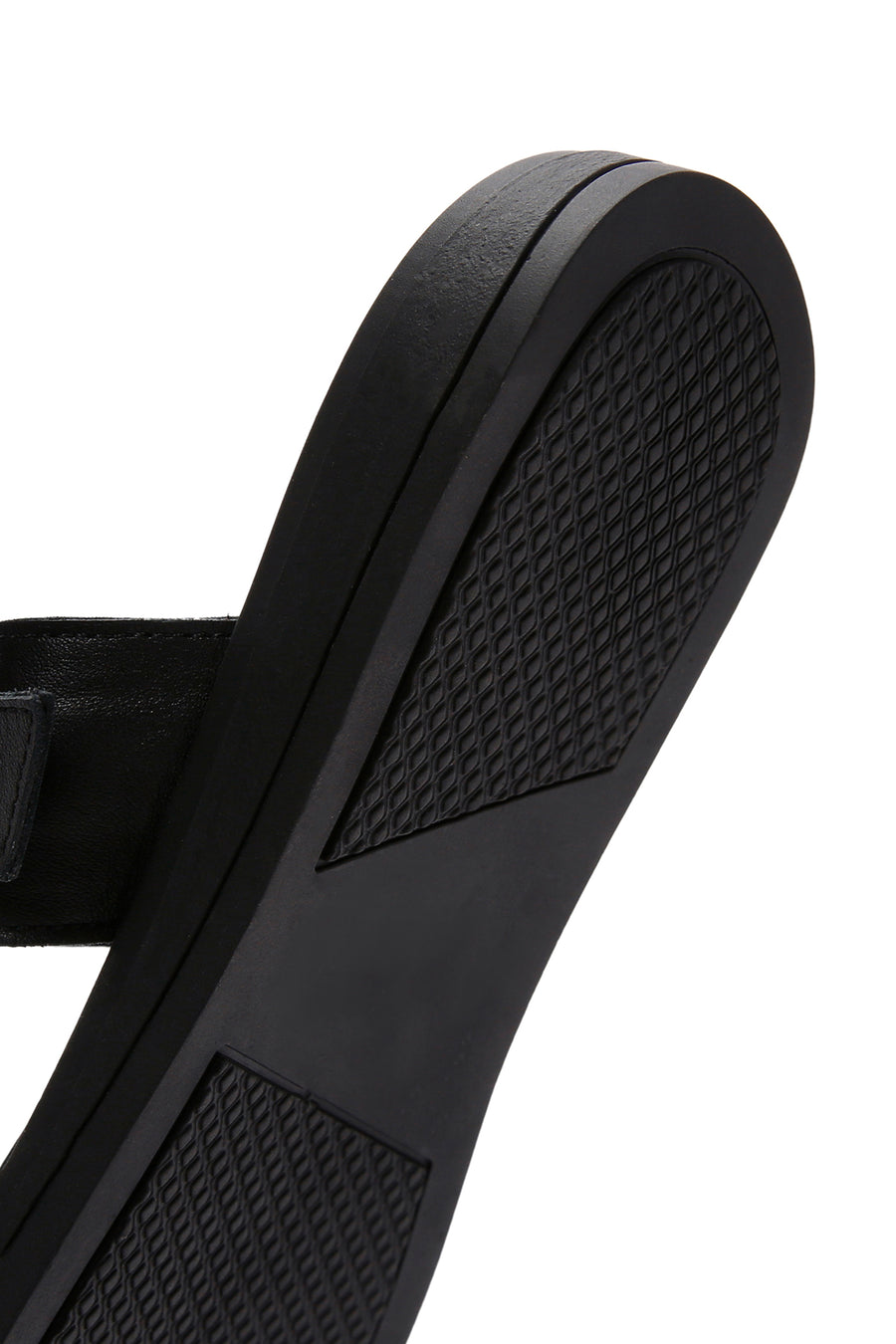 Women's Black Buckle Leather Slippers