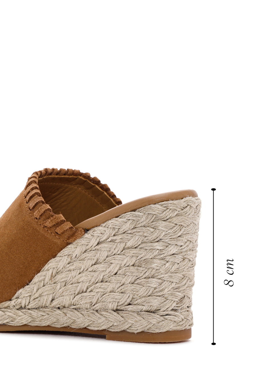 Women's Tan Wedge Heeled Suede Leather Espadrille Slippers