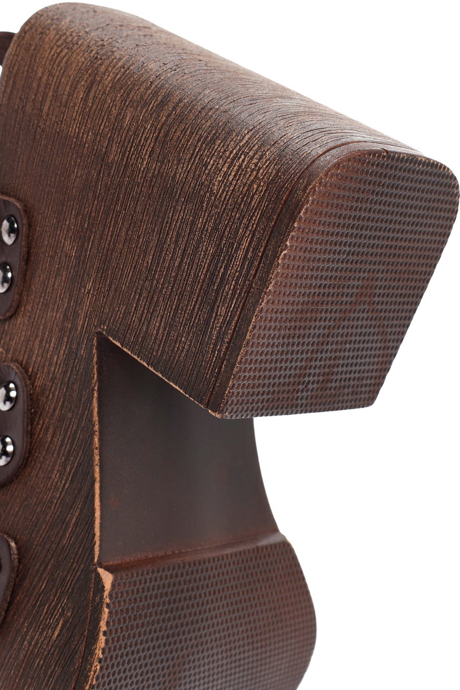 Women's Brown Thick Heeled Buckle Leather Sandals