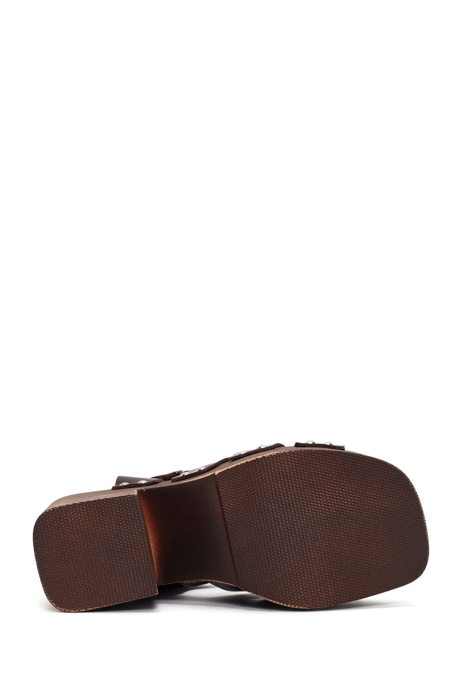 Women's Brown Thick Heeled Buckle Leather Sandals