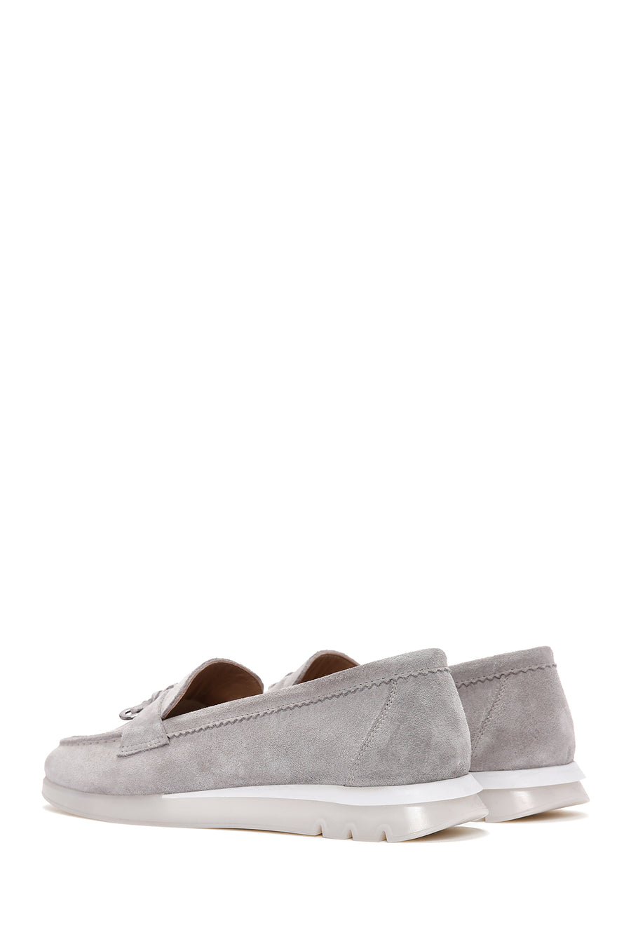 Kadın Gri Süet Deri Comfort Loafer