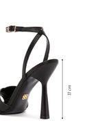 Women's Black Ankle Strap Thin Heeled Leather Sandals | Derimod