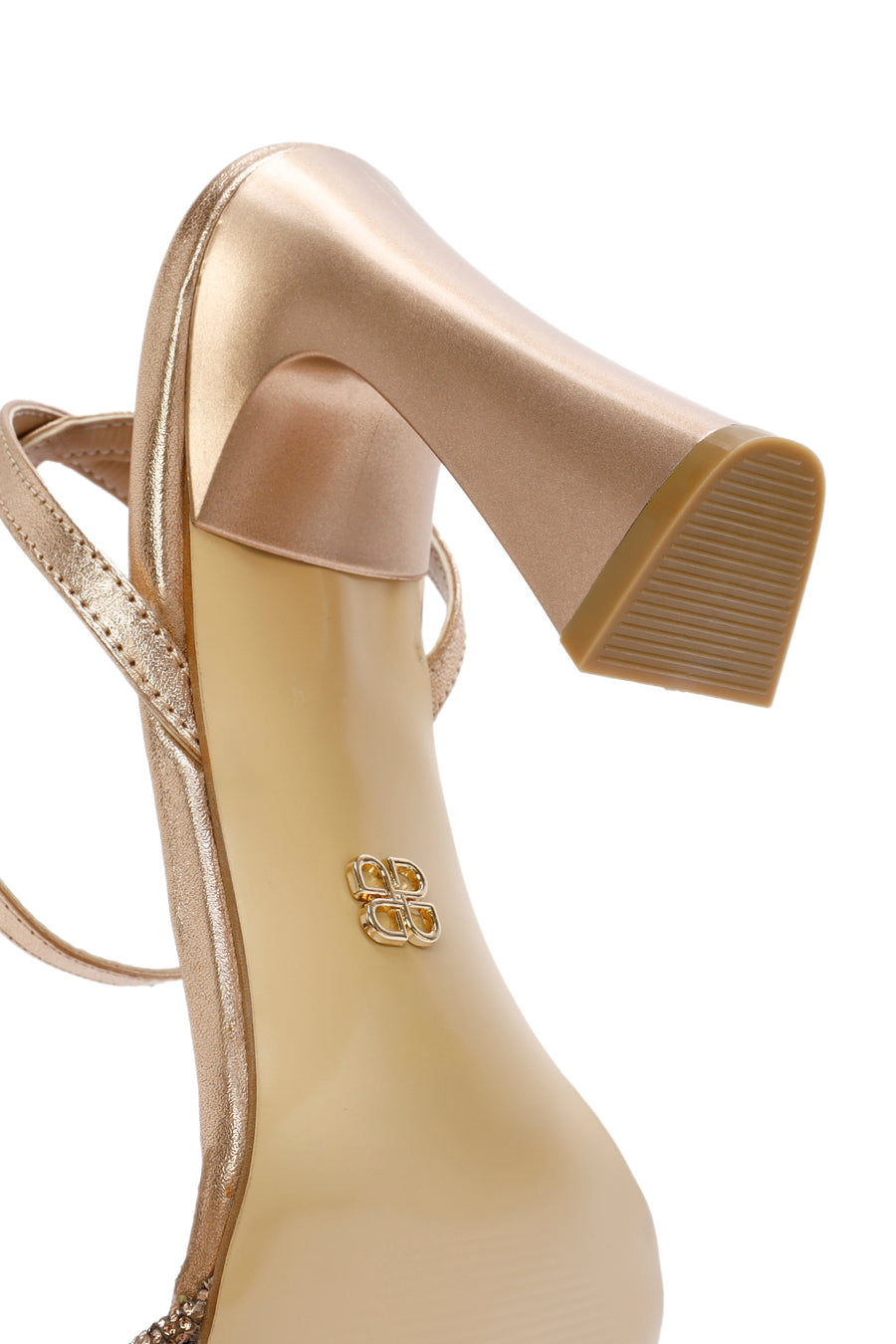 Women's Pink Chunky Heel Metallic Leather Sandals