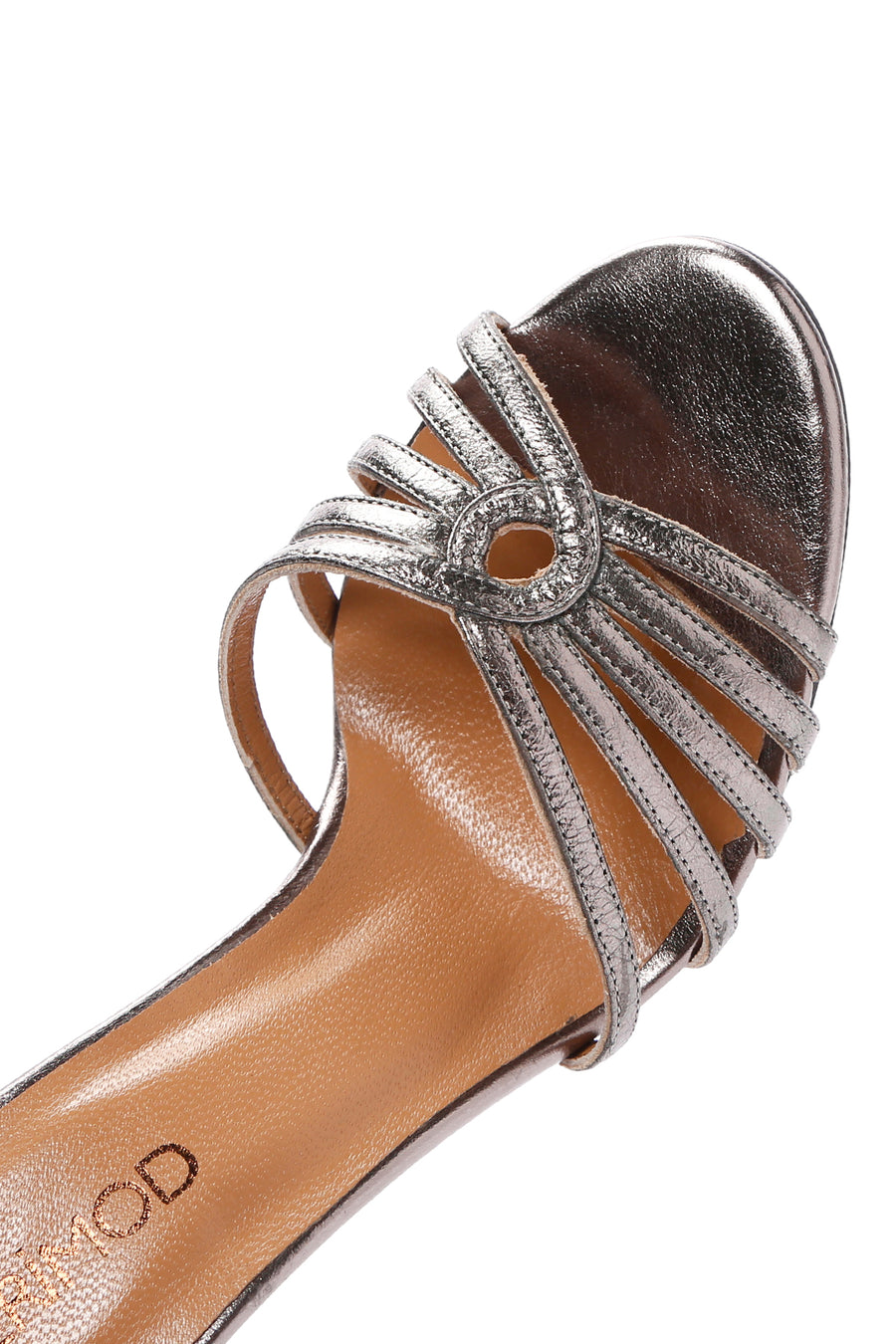 Women's Bronze Ankle Strap Metallic High Heel Leather Sandals
