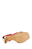 Women's Red Ankle Strap Thin Heeled Patent Leather Sandals | Derimod